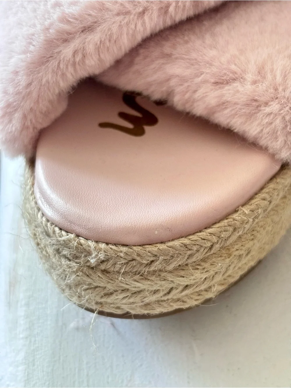 Sam Edelman Zia Pink Faux Fur Platform Espadrille Sandals SIZE 8